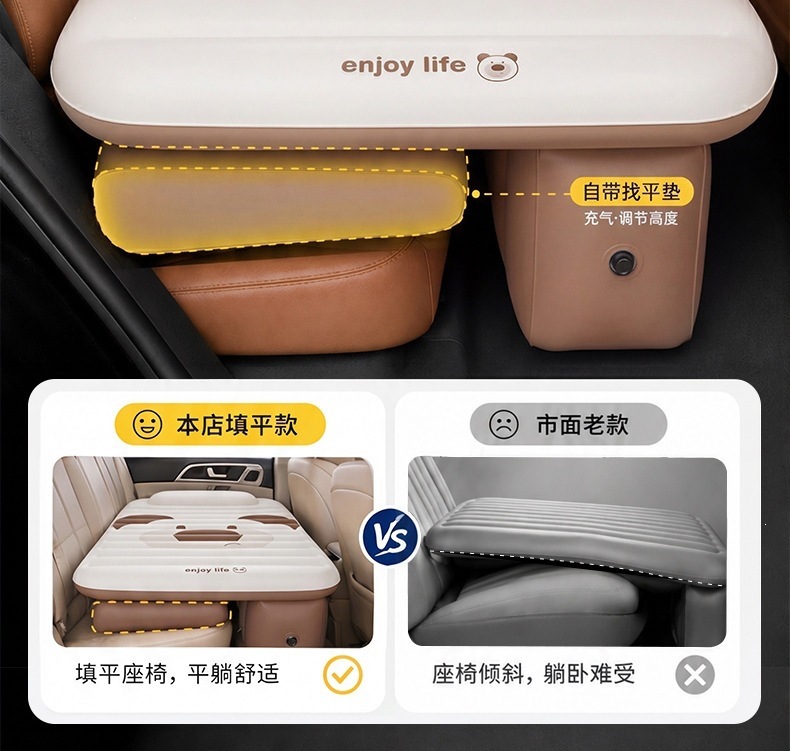 New Car Inflatable Bed, Foldable Air Mattress for Car Back Seat, Outdoor Travel Bed, Sleeping Essential, Camping Bed