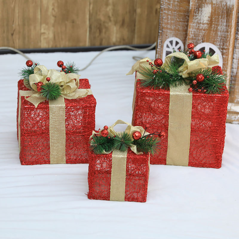 Conjunto Premium de Cestas de Presente de Natal - Cestas de Presente Elegantes em Tecido com Folhas de Pinheiro Douradas, Perfeitas para Decoração de Árvore e Exibição de Natal (Conjunto de 3 Peças)_voghion.com