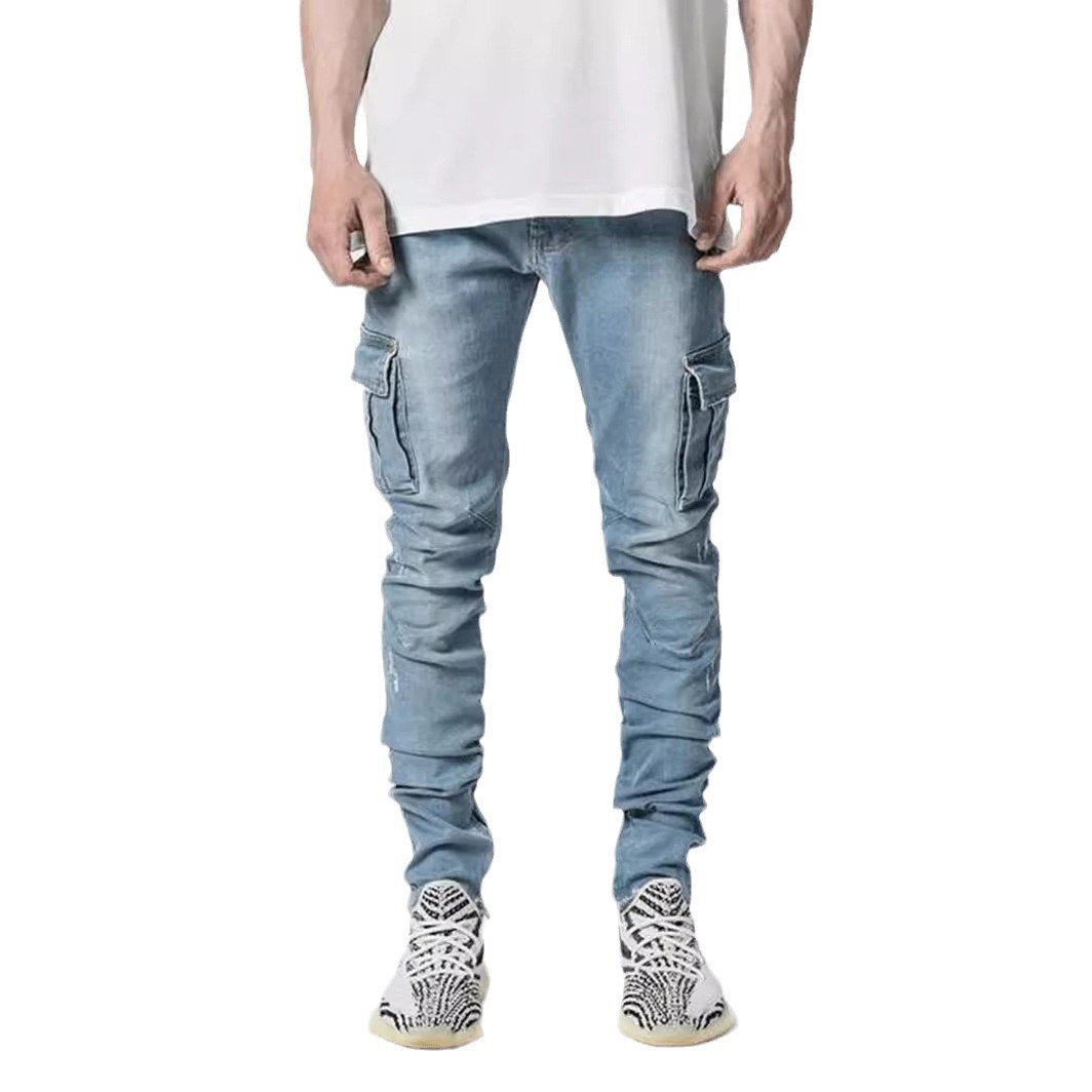 Neue europäische und amerikanische Cross-Border-Seitentaschen-Slim-Fit-Skinny-Jeans für Herren, einteilig, Dropshipping_voghion.com