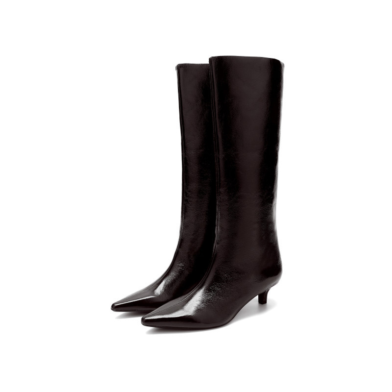 Za2024 New Autumn and Winter Kitten Heel Knight Boots British Style Pointed Toe No More Than Knee Boots Large Circumference High Tube Boots Za2024 New Autumn and Winter Kitten Heel Knight Boots British Style Pointed Toe No More Than Knee Boots Large Circumference High Tube Boots