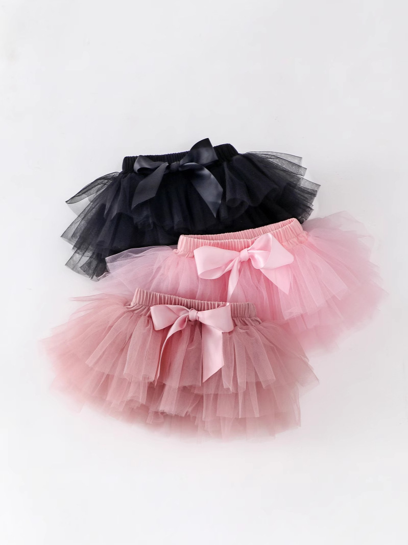[Europa y América ropa infantil niñas super corto Tutu bolsas] 0 - 3 años de ropa infantil pantalones PP malla vestido corto