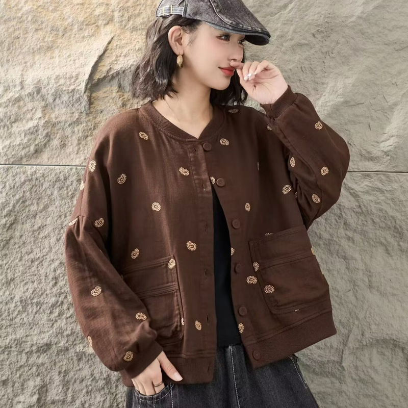 2026 Autumn New Short Printed Shirt Cardigan Jacket Casual Top Artistic Retro Loose Fit 2026 Autumn New Short Printed Shirt Cardigan Jacket Casual Top Artistic Retro Loose Fit