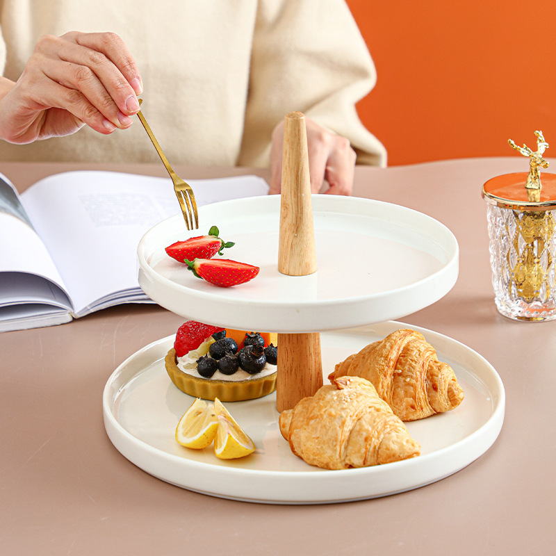 軽くて豪華な多層の間食の果物の皿の2層のケーキの棚の陶磁器のお菓子の果物のキャンディーの平の皿のお茶の数の3層のトレー|undefined