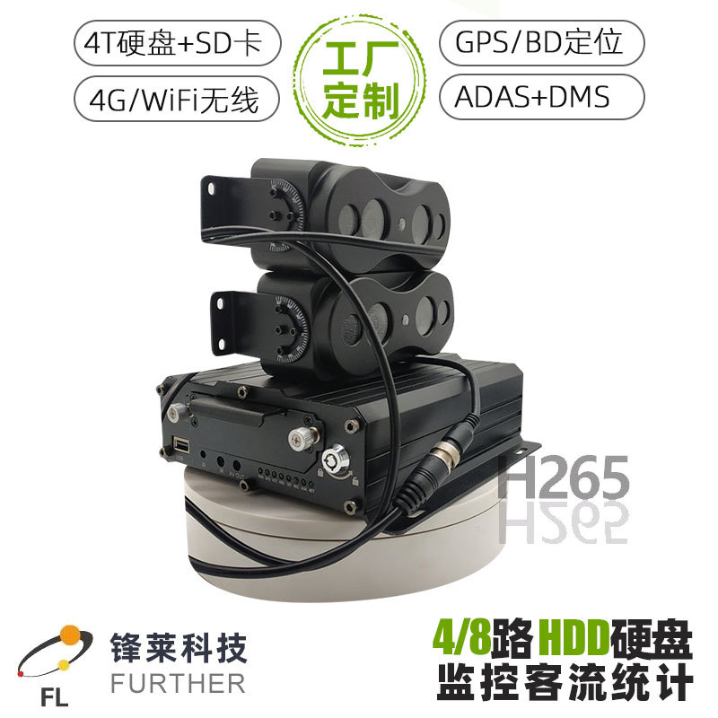 湖北客车大巴H265硬盘机客流统计 车载监控主机MDVR 1080P 4G GPS