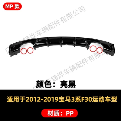 Rear Spoiler Surround, Spoiler - rear-lip-12-19-bmw-3-series-f30-double-sided-double-outlet-mp-model-glossy-black