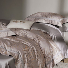 160支阿瓦提全棉长绒棉四件套色织大提花纯棉床单轻奢床上用品批