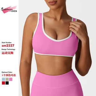 Amazon Yoga Wear Sports Bra European and American Contrast Color Push-Up Bra Fitness Sports Shockproof High-Elastic Top Vest