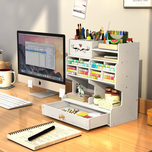 Wholesale desktop pen holder storage box diy desk drawer pen box oblique plug-in marker pen holder stationery box storage rack
