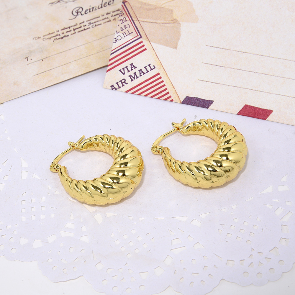18K Gold Plated Plating Geometric Pattern Fashion Geometric Copper Plating Earrings 1 Pair