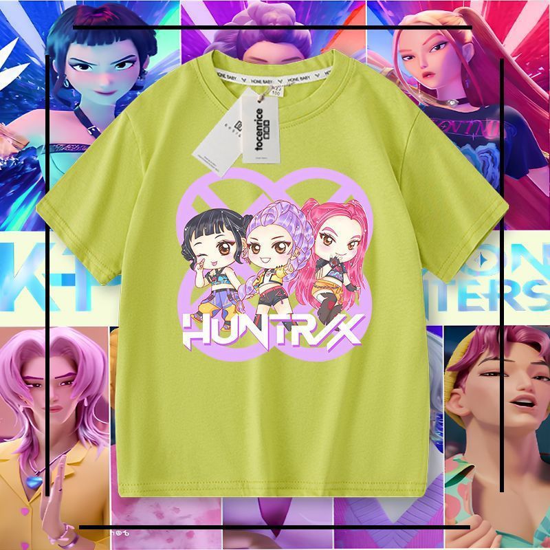 猎魔女团HUNTRX印花女童薄款t恤短袖中小童夏装韩版亲子装上衣ins|undefined