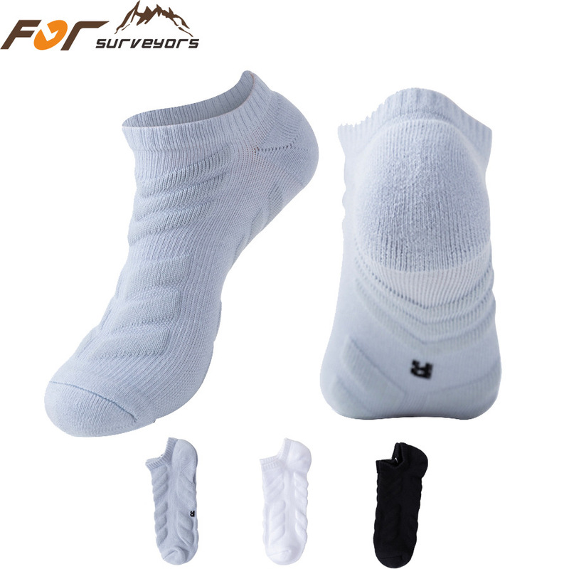 for Brand Running Sports Socks Combed Cotton Short Tube Invisible Terry Thickened Mesh Breathable Moisture Draining Quick-drying Marathon