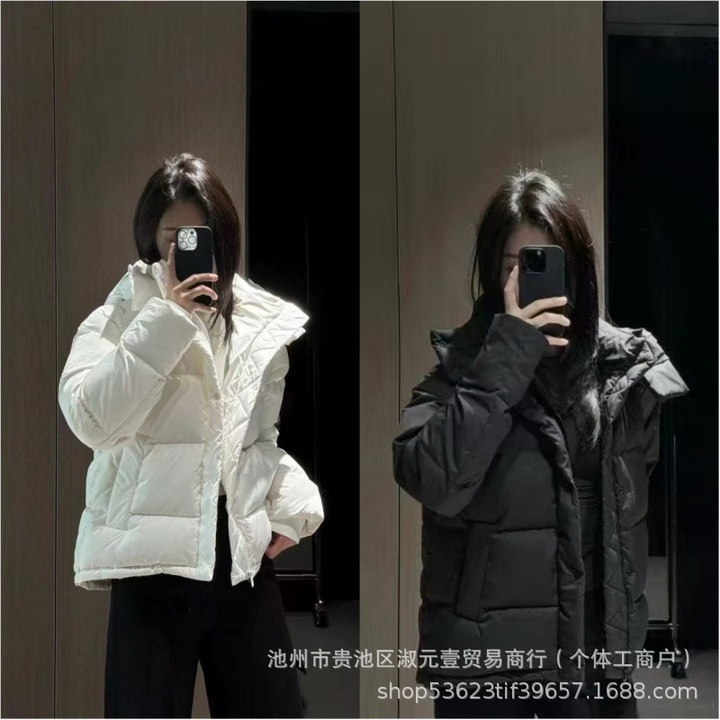 Lulu 오리지널 라벨 Wunder Puff 5칸 후드 다운 재킷 겨울 여성 짧은 4칸 코트 구스 다운