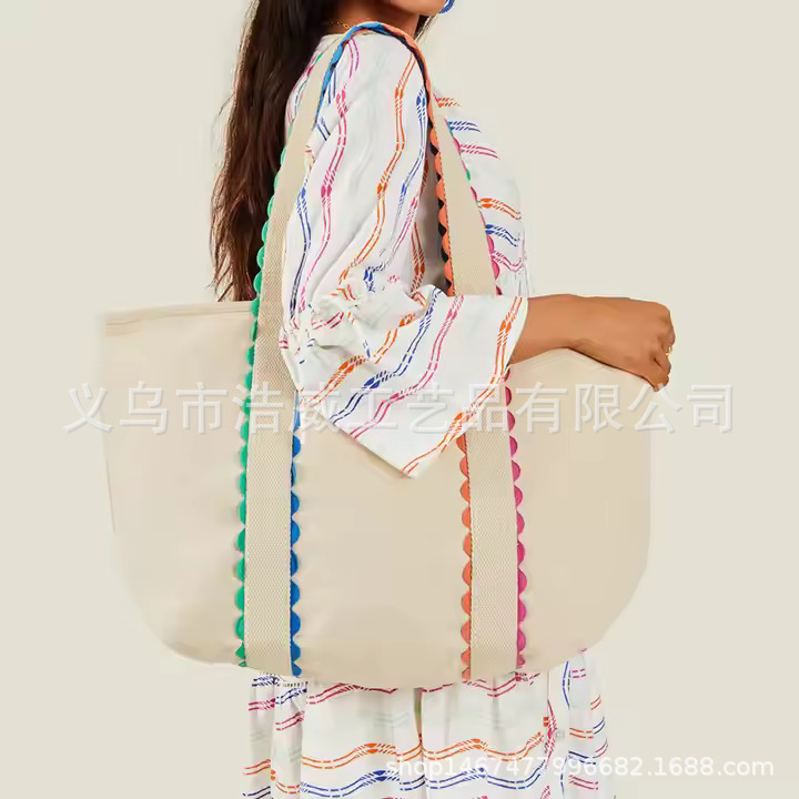 국경 간 새로운 여행 대용량 수납 가방-토트 백 피트니스 가방 작업 및 수업 통근 가방 소녀 캔버스