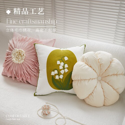 American flower pillow living room sofa car cushion 3D three-dimensional Nordic style cushion office cushion cover