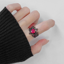 皇冠戒指女小众设计红宝石夸张重工轻奢高级感食指戒