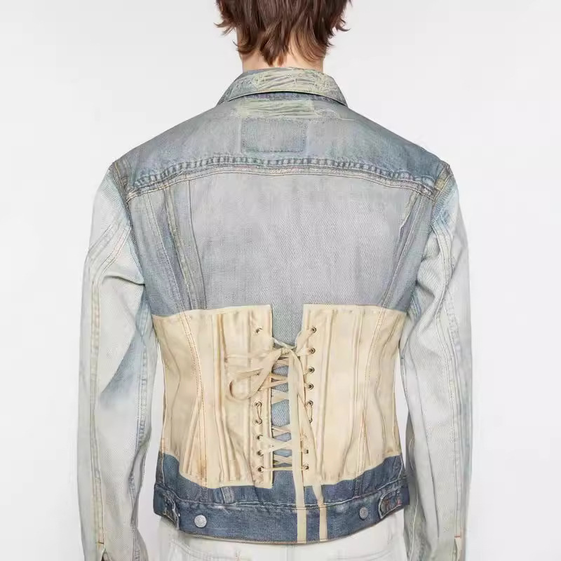 Foreign Trade European And American High Street Fashion Unisex Washed AC Same Style Printed Jacket Basic Denim Clothing_mkmklike.com