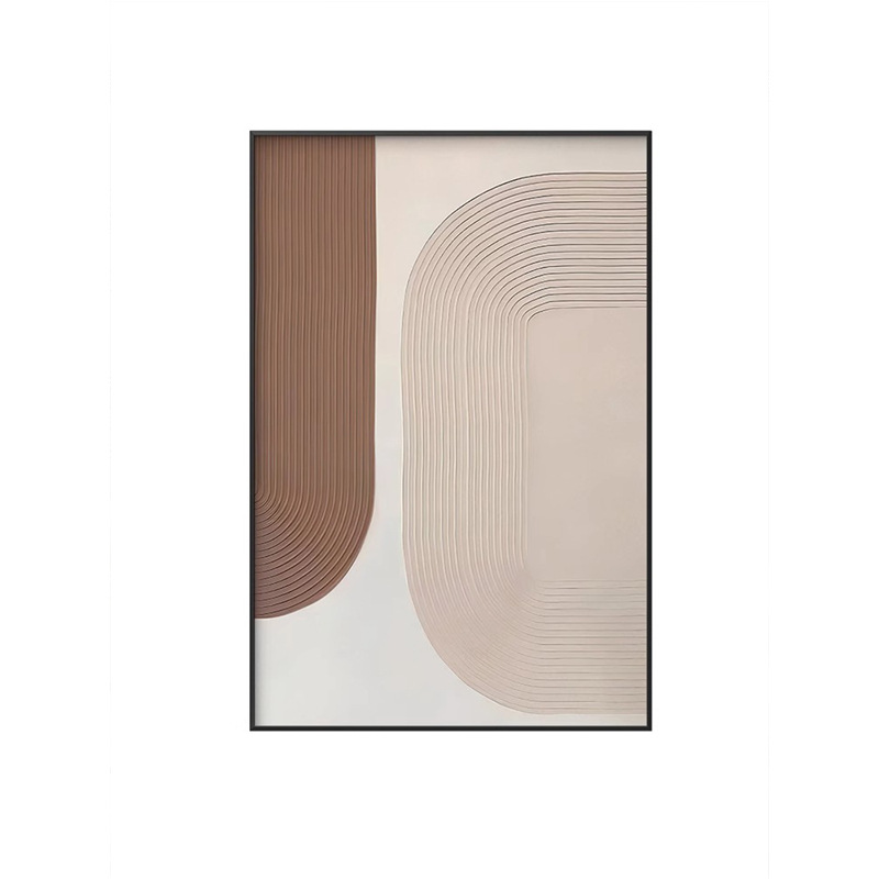 抽象クリーム風筋理感大幅客間着地装飾画暖かいモランディ縦版玄関廊下掛け絵