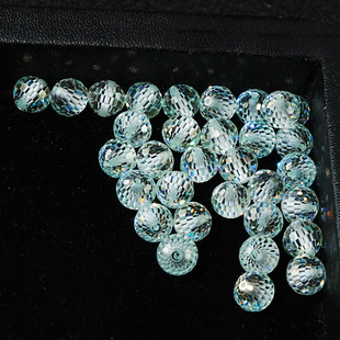 Moissanite New Product DIY Handmade Spherical Beading Accessories Punched Ready Stock Wholesale Blue Earth Faceted Loose Beads