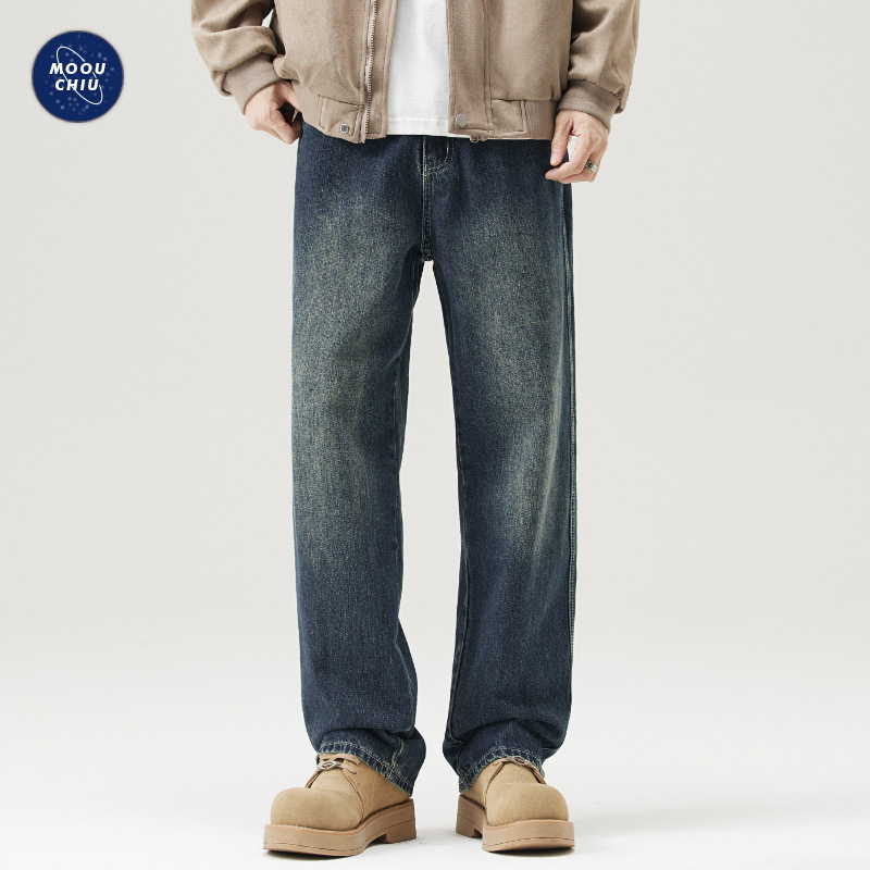 Muqiu Men's Wear | 2026 Spring American-Style Cleanfit Washed High Street Jeans for Men, Loose Straight Wide-Leg Pants Muqiu Men's Wear | 2026 Spring American-Style Cleanfit Washed High Street Jeans for Men, Loose Straight Wide-Leg Pants