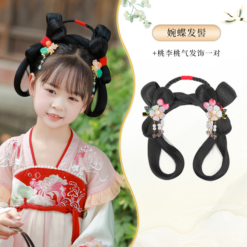 나비빵 + 복숭아꽃 헤어 액세서리 한 쌍