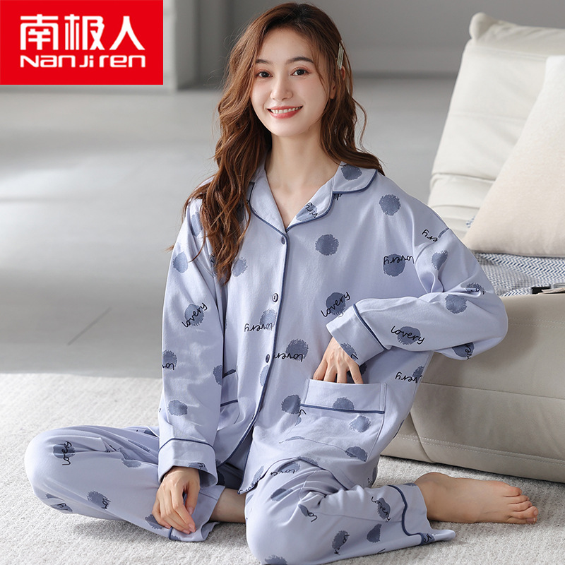 Pijamas de algodón las mujeres primavera y otoño 2022 nueva manga larga delgada más tamaño homewear