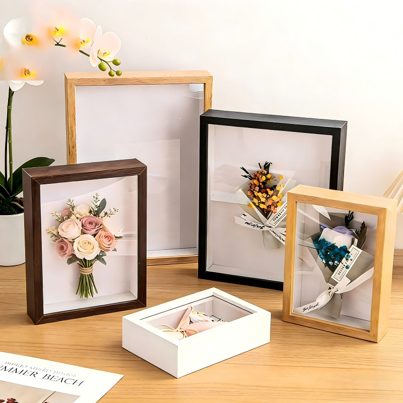 Photo Frame with Hollow Frame, 3cm Deep, Wall-Mounted DIY Handmade Birthday Gift, Butterfly Ornament, 3D Frame with Hollow Design
