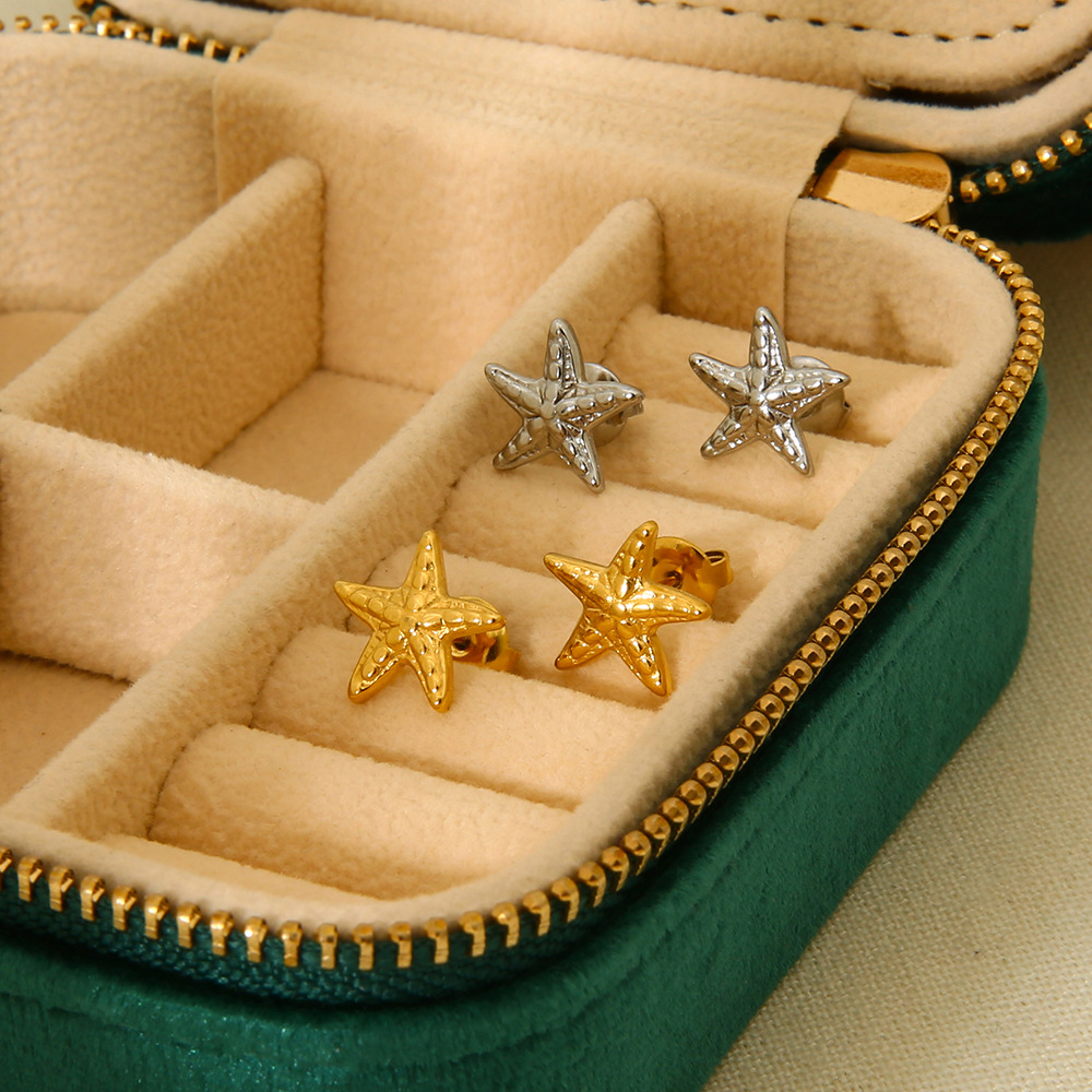 Holiday, Banquet, Selfie Occasion 1 Pair Lady Starfish Plating 304 Stainless Steel Ear Studs