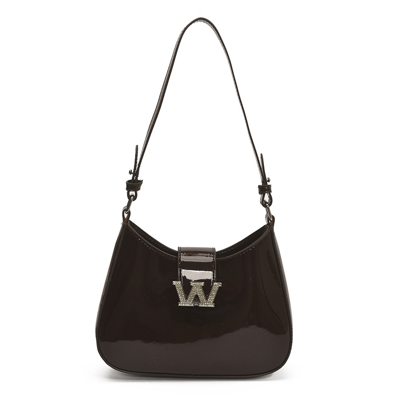 Bolso de alta calidad con textura 2025 verano nuevo bolso femenino con letras de diamantes bolso de hombro charol brillante bolso de mensajero marea