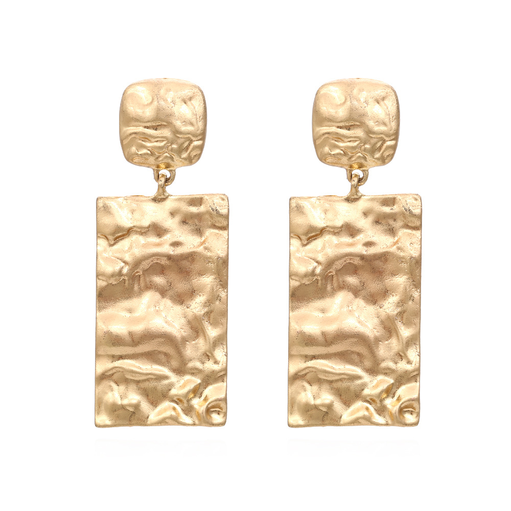 1 Pair Retro Geometric Plating Pleated Alloy Drop Earrings display picture 1