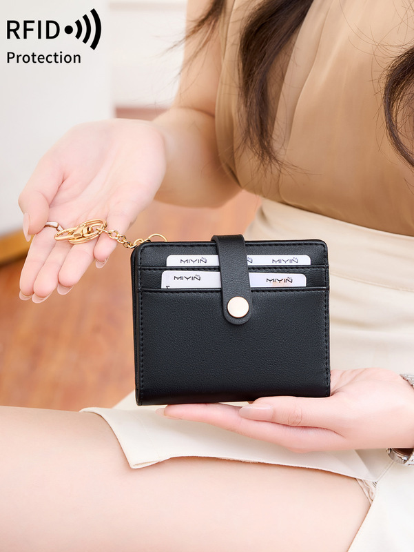 女性用超薄型二つ折り財布RFIDシールド多機能クレジットカードバッグシンプルでコンパクトな携帯学生小銭入れ|undefined