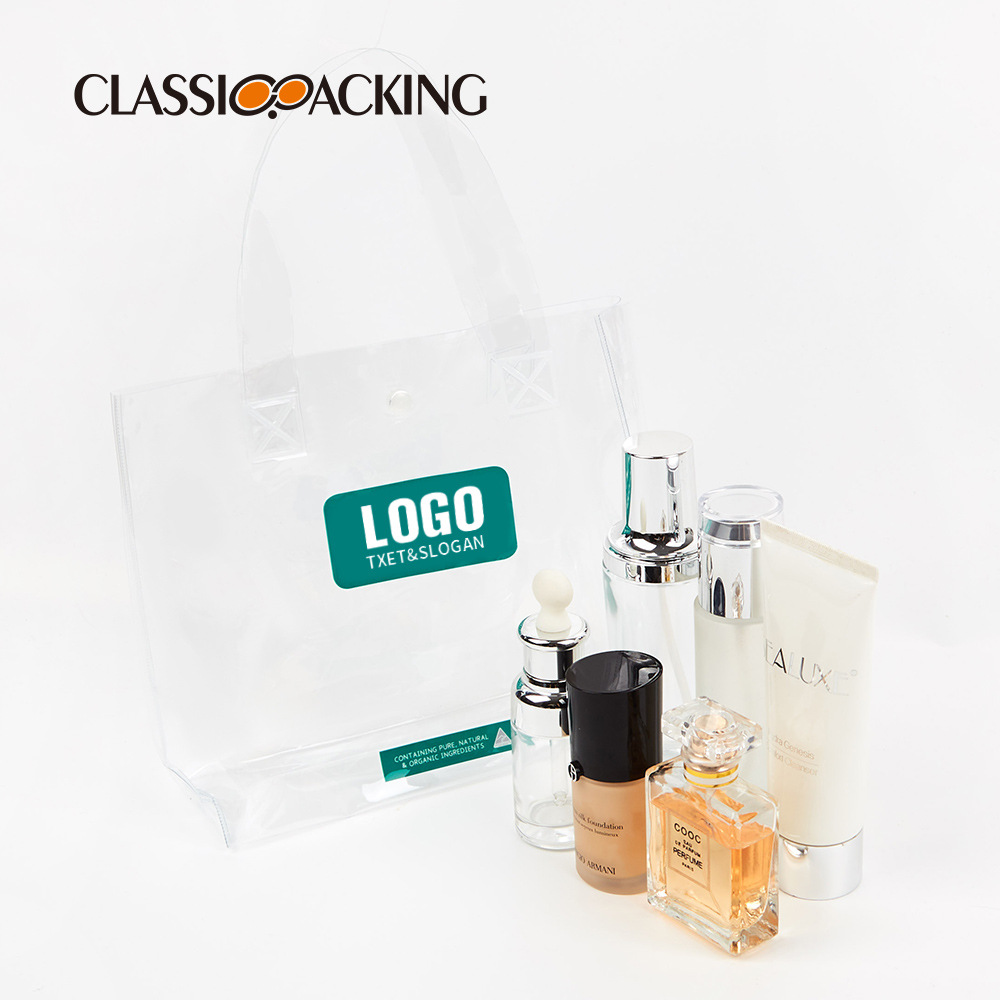 Fábrica al por mayor bolsa de embalaje portátil pvc transparente engrosada bolsa de regalo de plástico bolso de regalo de mano con logotipo image 4