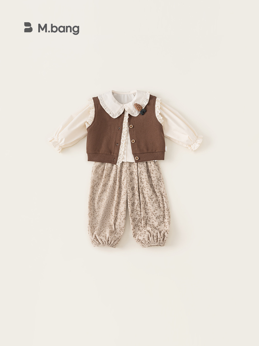 Yoobao ropa infantil de niña de otoño ropa de pantalones de flores 2026 nuevo primavera primavera otoño mujeres bebé son dulce conjunto de tres piezas