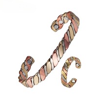 女式葡萄酒扭曲铜手镯 跨境热销可调节磁性手镯 玫瑰金色能量手镯