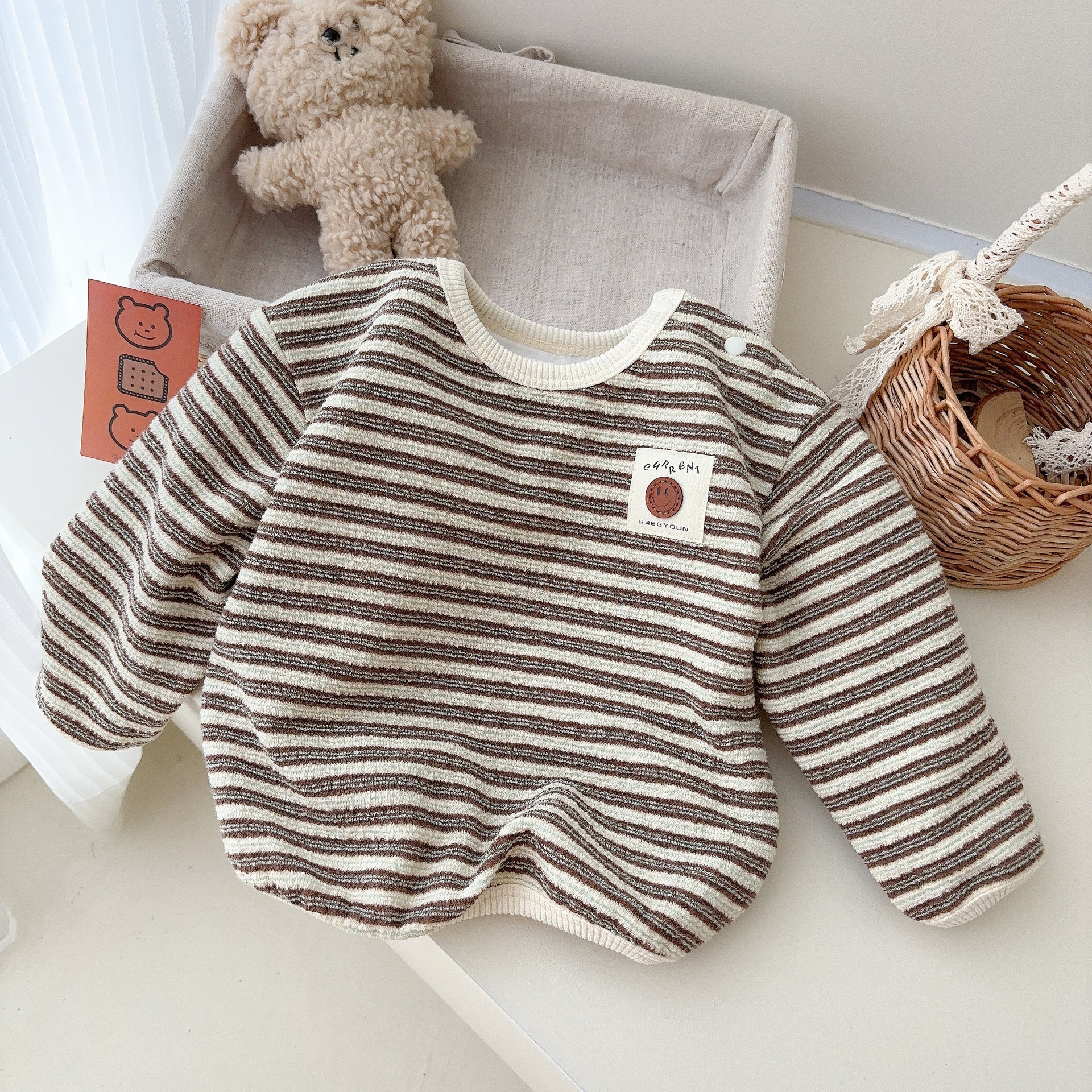 Ins ropa para niños estilo coreano suéter a rayas pantalones trajes para niños primavera y otoño ropa de salida para niños