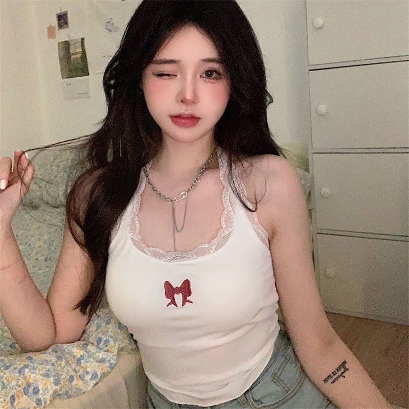 Stylish White Lace Camisole Top for Women, New Summer Slim-Fit Trendy Bm Halter Neck Tank Top Stylish White Lace Camisole Top for Women, New Summer Slim-Fit Trendy Bm Halter Neck Tank Top