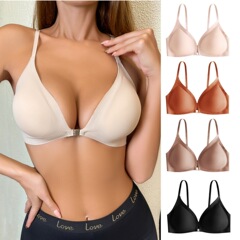 国境を越えたシームレスセクシーな大きいサイズの女性用薄型ブラ、小胸を寄せ上げ調整可能な女性用フロントバックル美背ブラ