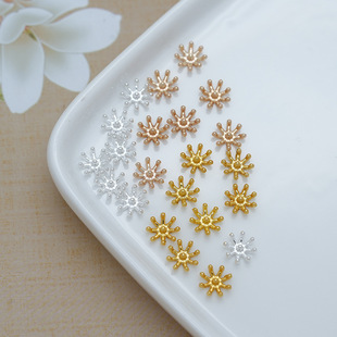 Alloy Electrophoresis High Color Retention Round Head Flower Tray DIY Bracelet Bracelet Chinese Style Bead Curtain Small Flower Tray Flower Cap Accessories Jewelry