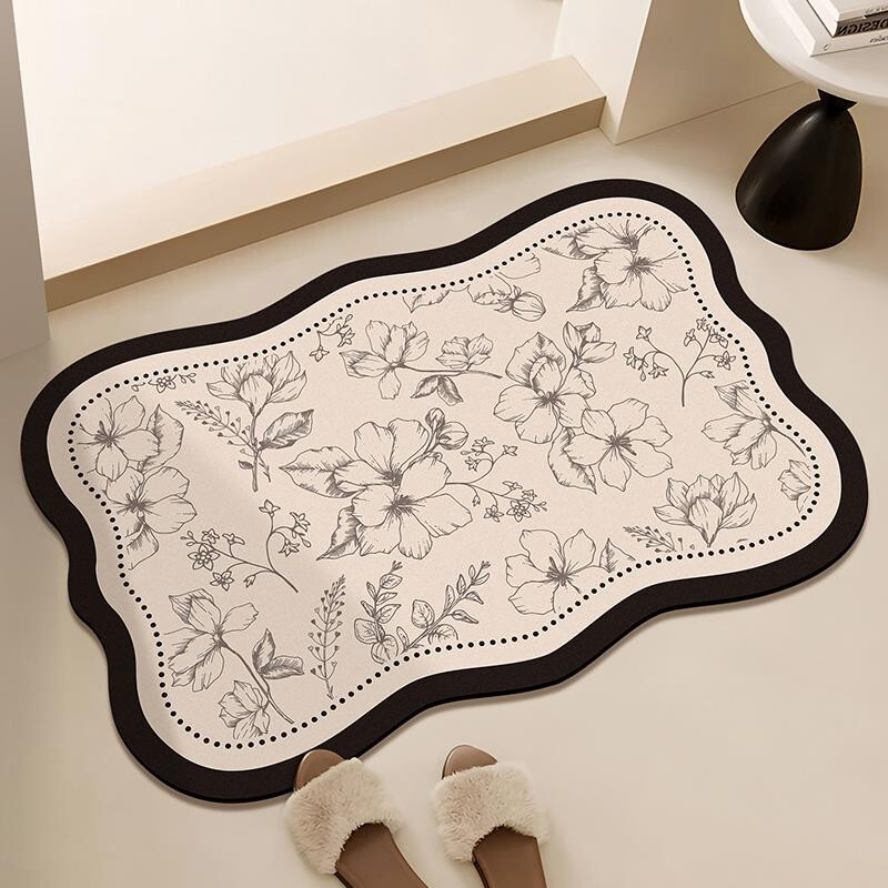 Bathroom Floor Mat Diatom Mud Water-Absorbent Quick-Drying Foot Mat Bathroom Non-Slip and Stain-Resistant Mat Household Toilet Door Carpet