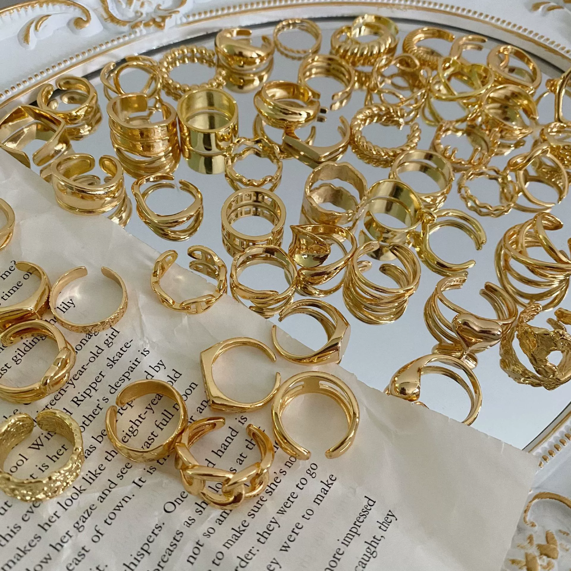 (Cross-border trading), fashionable one size retro golden ring, on index finger, simple and elegant design