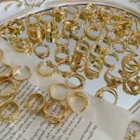 (Cross-border trading), fashionable one size retro golden ring, on index finger, simple and elegant design