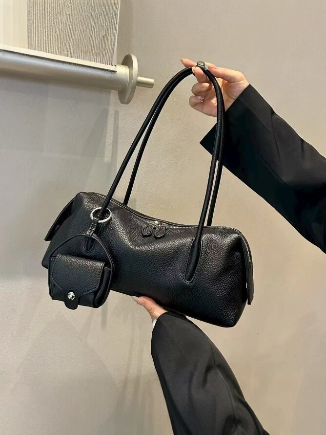 Genuine Leather Simple Tote Bag for Women 2026 New Large Capacity Commuting Shoulder Bag College Style Handbag