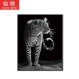 5d钻石画外贸新款黑白色老虎十字绣满钻动物图片钻石绣装饰画