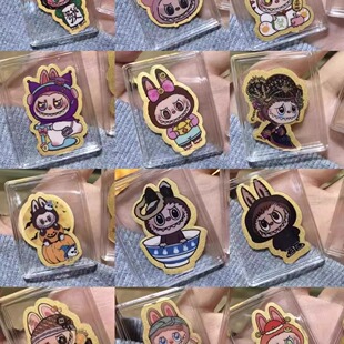 Popular Pure Gold Labubu2Mg Mobile Phone Stickers Cartoon Cute Stickers Gold Flakes Wholesale Live Supply