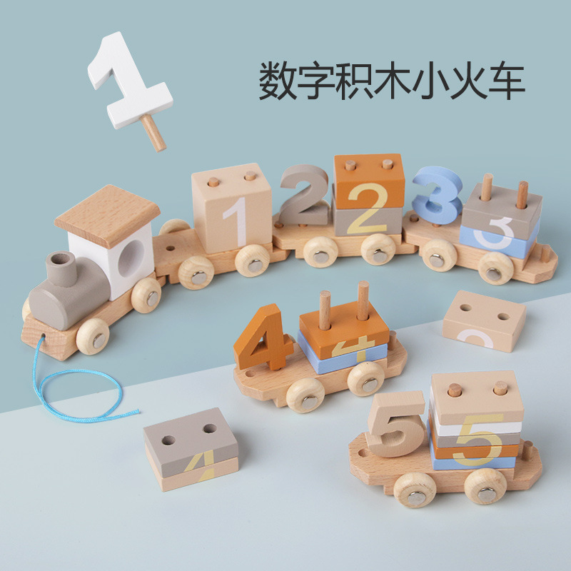 Educación temprana de madera para niños, iluminación, números, cognición del color, construcción, bloques de construcción, troll, juguetes educativos