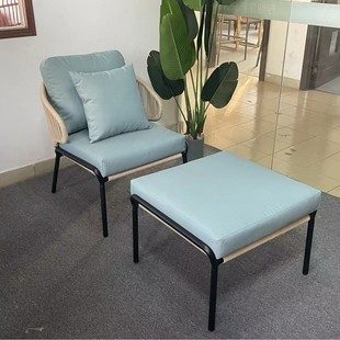 Nordic Double Rattan Sofa Lounge Chair Coffee Table Designer Single Rattan Chair Outdoor Balcony Outdoor Courtyard Bed and Breakfast Furniture