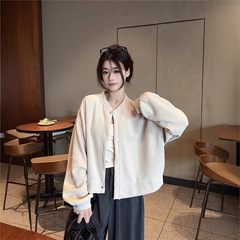 2025新款纯色长袖早春卫衣短外套女春秋款设计感宽松开衫休闲上衣