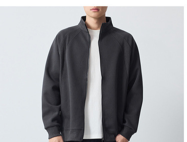 Áo hoodie nam nỉ cổ đứng khóa kéo phong cách thể thao thành phố — đen chi tiết 13
