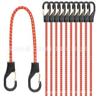10-piece set of high-quality luggage rope with hook, 20-inch luggage rope with lock (red)