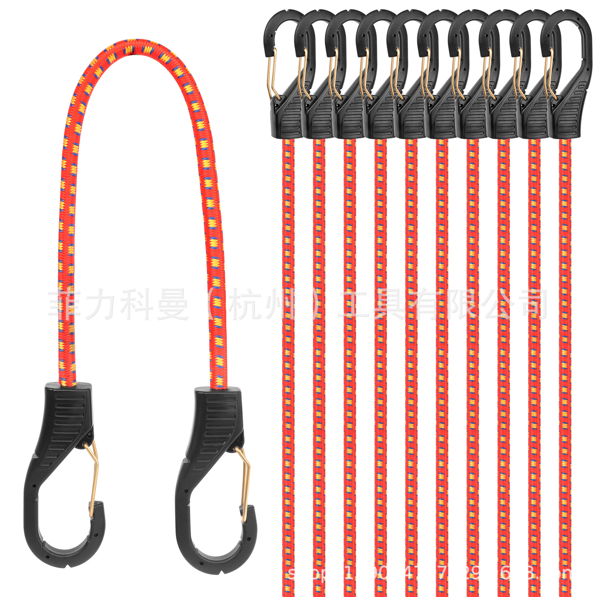 Cuerdas de equipaje de 10 piezas con gancho de alta calidad, 20 pulgadas con bloqueo (rojo)