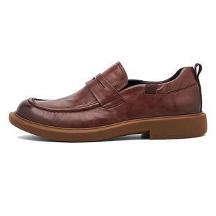Autumn British Slip-on Business Casual Leather Shoes Pleated Loafers Men's Leg Driving Shoes